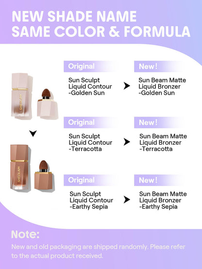 SHEGLAM Sun Sculpt Cool Toned Liquid Contour Stick Long Lasting Cream Matte Bronzer Makeup - Golden Sun