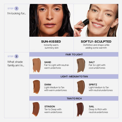Saie Dew Bronze - Hydrating Liquid Bronzer Stick For a Sun Kissed Glow - Liquid Contour Stick Infused with Nourishing Skin Care Ingredients - Sculpted Face Makeup Essential - Sand (0.4 oz)