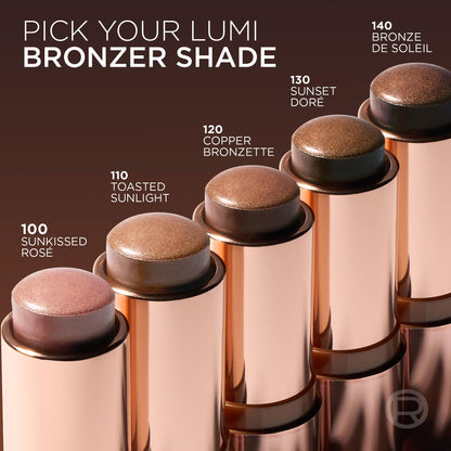 L'Oreal Paris Lumi Bronze Le Stick Soleil Bronzer Stick, Cream-To-Powder Bronzer For A Sunkissed Face Makeup Glow, 110 Toasted Sunlight